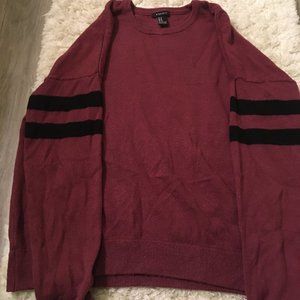 Forever 21 Burgundy Knit Long Sleeve with Black Stripes on Sleeves